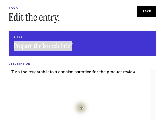 OFFSET task editing screen